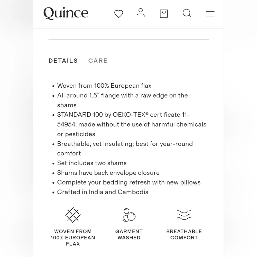 Quince Linen White Flange Standard Shams! Set Of 2 (N34) - Picture 3 of 11